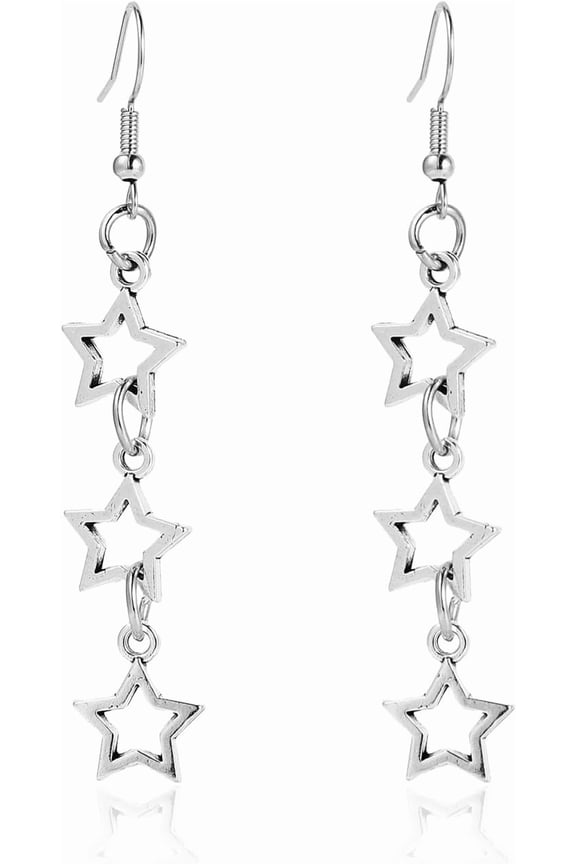 Y2k Simple Star Imitation Pearl Earrings for Women Cute Hollow Star Long Tassel Dangle Drop Earrings Aesthetic Grunge Jewelry Gift[j8775]