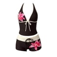 thumbnail image 1 of Y2k Vintage 2 Pieces Bikini Set Coquette Halter Tankini Top with Shorts Whimsy Polka Dot Beach Swimsuit Vacation Outfit, 1 of 4