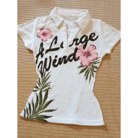 Y2k Vintage Polo Shirt Woman Gothic Slim V-neck Button American Letter Print T-shirts Punk Short Sleeve Harajuku 90s Rock Tees