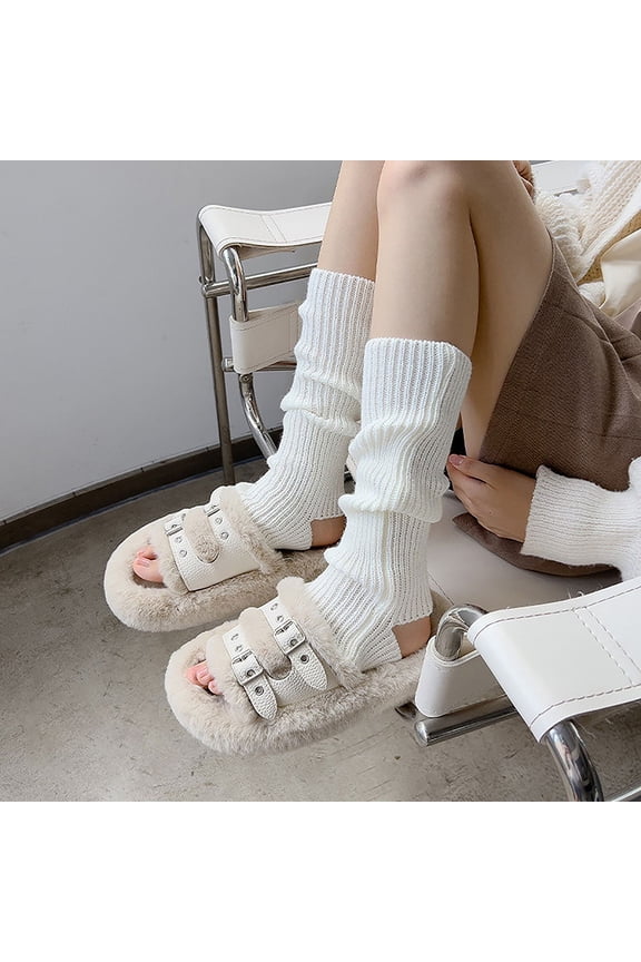 Y2k Winter Leg Warmers Fluffy Goth Accessories Gothic Lolita Knit Long Socks Women Legs Warmers Lady Sock Gothic Stylish Legging