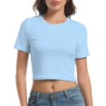 thumbnail image 1 of Y2K Style Slim Fitted Crop Tops for Women - Basic Crew Neck Short Sleeve Tees, 1 of 5