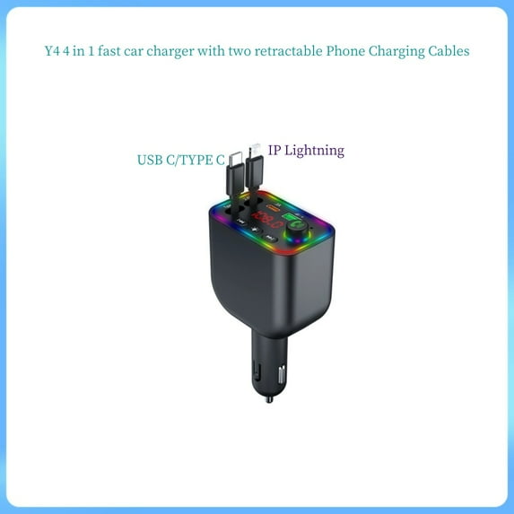 Y4 FM Transmitter Audio Receiver MP3 Player Fast Charging Hands free wireless Car Kit