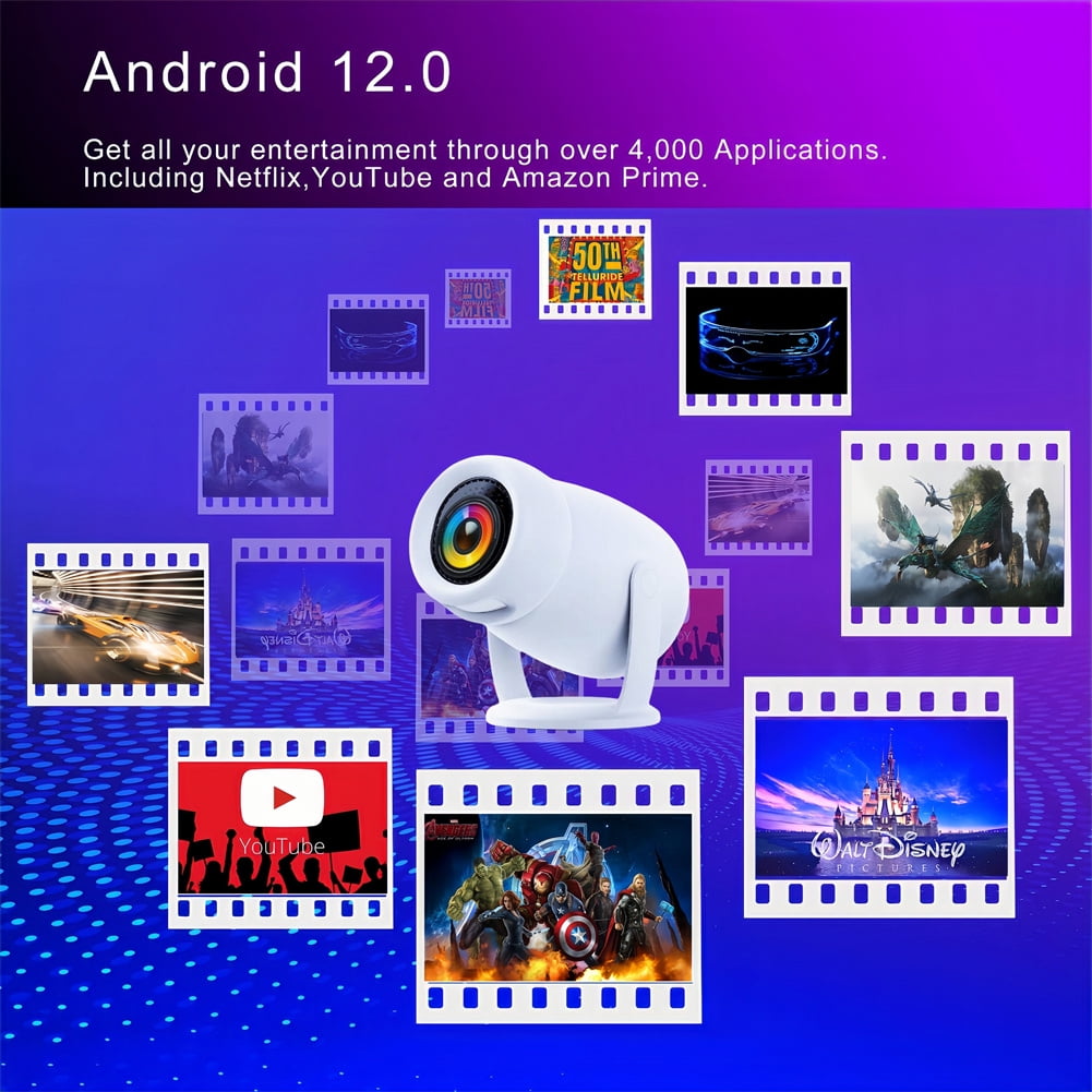 Y400 Portable Projector Compatible For Android 12.0 300 ANSI Systems HD