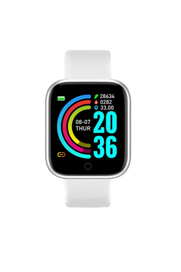 Y68 Smart Watch Fitness Tracker, 1.44" Display, White, Bluetooth, IP67, Health Monitoring, Call & Message Alerts, for Android & iOS