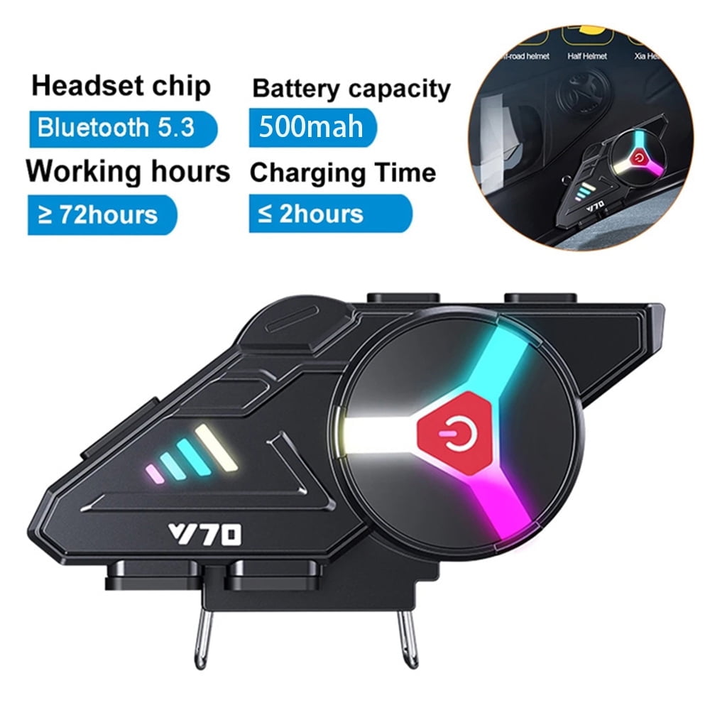 Y70 Motorcycle Intercom Headset Bluetooth with Music Sharing, Helmets Earphone Motos Riders Wireless Bluetooth Headset