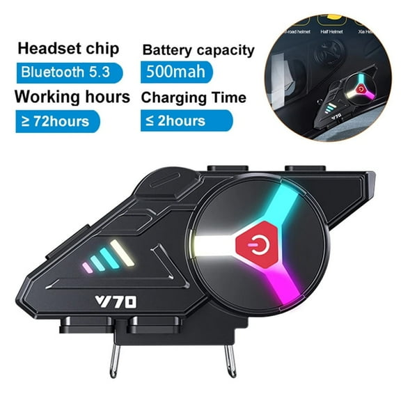 Y70 Motorcycle Intercom Headset Bluetooth with Music Sharing, Helmets Earphone Motos Riders Wireless Bluetooth Headset