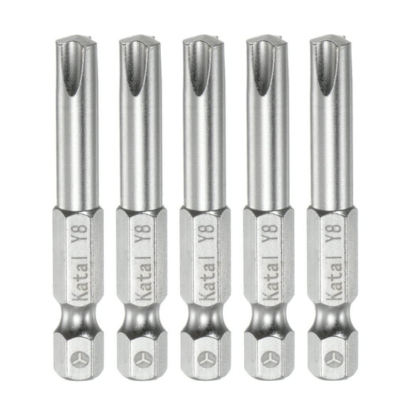 Y8 Magnetic Tri-point Y Type Screwdriver Bit 1/4" Hex Shank 2" Length Screw Driver, 5 Pack