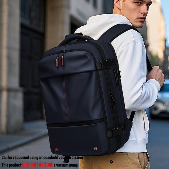YA YATECH Vacuum Compression Backpack, 17 Inch Water Resistant Laptop Bag, Expandable Anti Theft TSA Lock Carry On Travel Backpack for Men Women