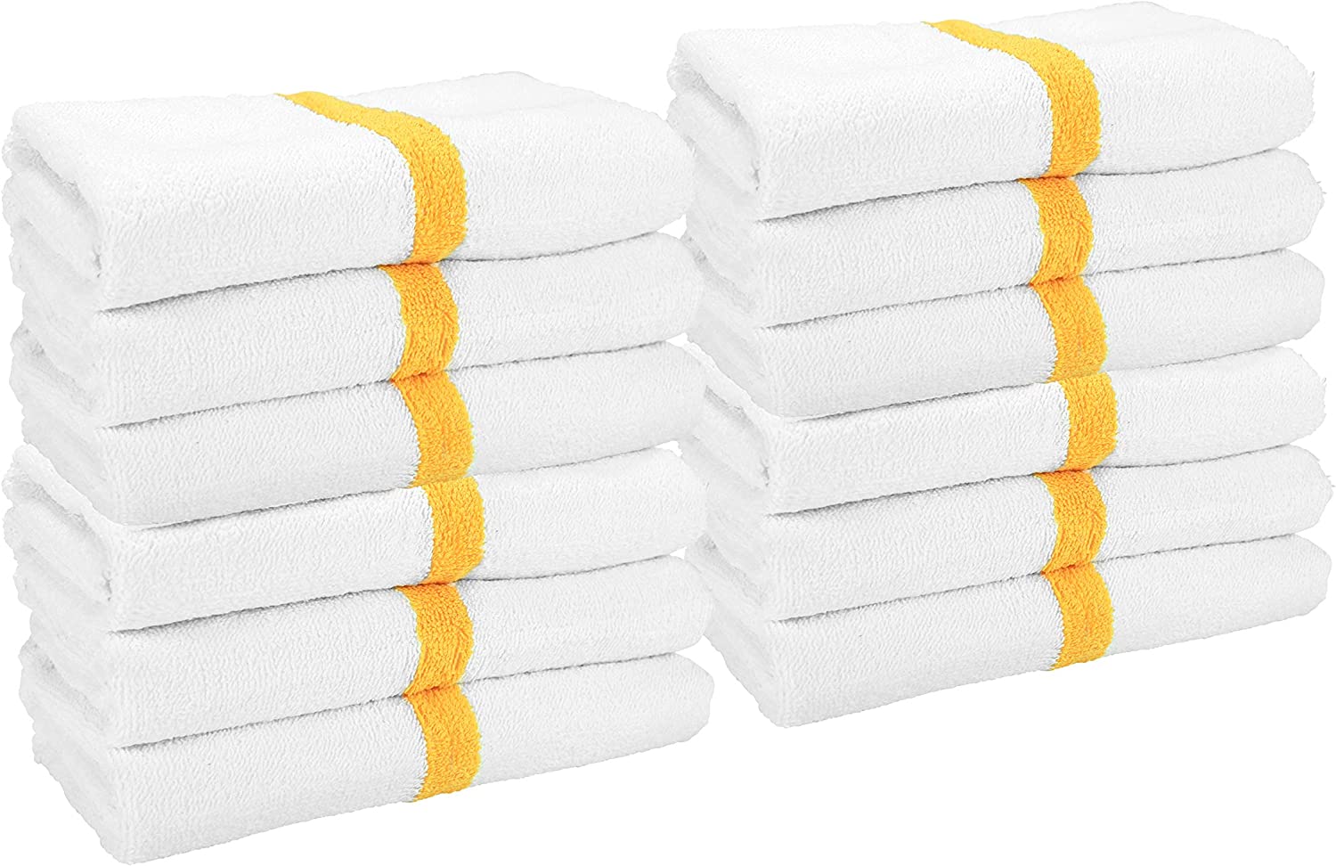 YAAN Bath Towels (22x44, 12 Pack) with Center Stripes, Absorbent Power