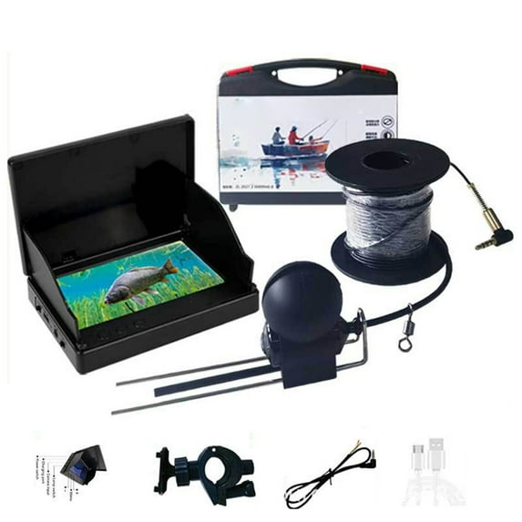 YAAQII for 4.3 Inch IPS HD Screen Underwater Fish Finder Camera 220° Wide Angle Detection 15M Cable 6000mAh Battery Night Vision for Ice Sea River Boat Fishing