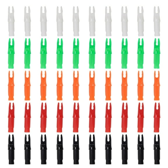 YAAQII for Arrow Nocks 50 Pack, .244/6.20mm ID Plastic Insert for Carbon Fiber Fiberglass Aluminum Shafts, Lightweight for Durable Balance Stability, Multiple Colors Available
