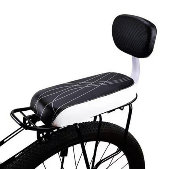 YAAQII for Bicycle Rear Seat Saddle with Backrest, Handle, and Pedals - for General Fit for Mountain Bikes and E-Bikes, Comfortable for Adults and Teenagers (White and Black Saddle)