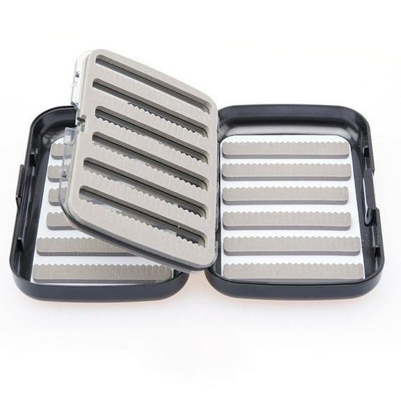 YAAQII for Double-Sided Fly Fishing Tackle Box Waterproof Storage Case for Trout Bass Flies Hooks Lures Foam Insert Lightweight Portable Organizer Black 12.5x9x3.5cm