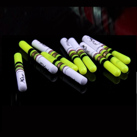 YAAQII for Fishing Float Night Light Sticks 10 Pack, LED Luminous Bobbers for Night Fishing, CR322 Battery Operated (Not Included), Green, 41mm Length, Visible Up to 30 Meters