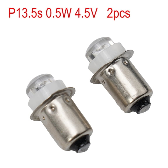 YAAQII for LED P13.5S Replacement Bulb 2-Pack 4.5V 0.5W 6000K White Light for Flashlight Torch Lantern 180° Beam Angle CE RoHS Certified Long Lifetime