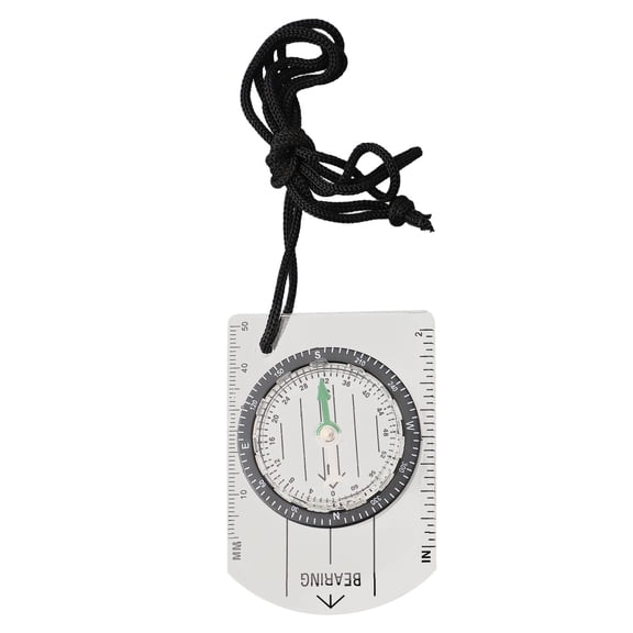 YAAQII for Multifunction Compass Ruler for Outdoor Navigation - Map Scale Measuring Tool with Protractor for Camping, Hiking, Survival - Inch and Millimeter Scales, Lanyard Included