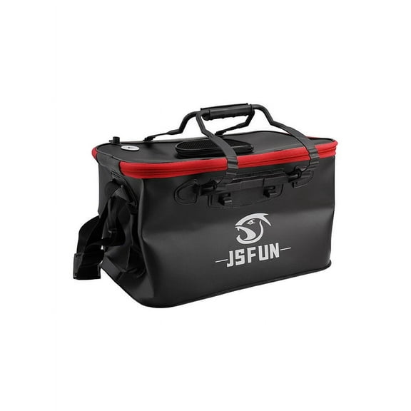 YAAQII for Portable EVA Folding Fishing Bucket Live Fish Box with Mesh Cover, Adjustable Shoulder Straps for Sea Fishing, Camping, Water Storage, Multiple Sizes Available (45cm Height)