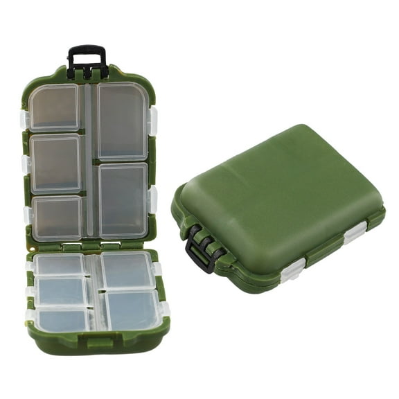 YAAQII for Transparent Plastic Fishing Lure Box Small Waterproof Tackle Storage Case for Hooks Baits Accessories 9.3x6x2.7cm Green