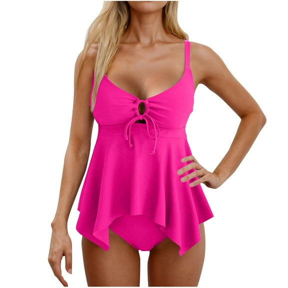 YABCSAZ 2 Piece Bathing Suit for Women Sleeveless Tankini Swimming Suits Padded Tank Tops and Bikini Bottom Summer Vacation Beach Swimwear Swim Suits for Women 2025