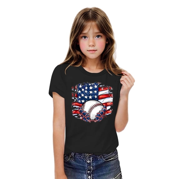 YABCSAZ 4th of July Tops for Girls Boys American Flag Star Kid Outfits Short Sleeve Casual Loose Summer T-shirts Toddler Baby Patriotic Clothes Unisex Shirts Independence Day Tops 2 Years