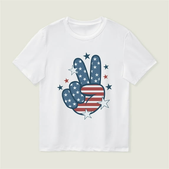 YABCSAZ 4th of July Tops for Girls Boys American Flag Star Kid Outfits Short Sleeve Casual Loose Summer T-shirts Toddler Baby Patriotic Clothes Unisex Shirts Independence Day Tops 9 Years
