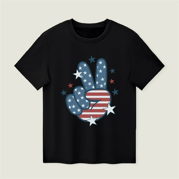 YABCSAZ 4th of July Tops for Girls Boys American Flag Star Kid Outfits Short Sleeve Casual Loose Summer T-shirts Toddler Baby Patriotic Clothes Unisex Shirts Independence Day Tops 1 Years