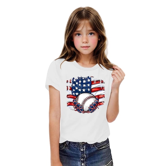 YABCSAZ 4th of July Tops for Girls Boys American Flag Star Kid Outfits Short Sleeve Casual Loose Summer T-shirts Toddler Baby Patriotic Clothes Unisex Shirts Independence Day Tops 9 Years