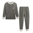 thumbnail image 1 of YABCSAZ Baby Boys Girls Pajama Sets Long Sleeve Solid Color Round Neck Tops and Pants Casual Loose Fit 2 Piece Sets Fall Winter Warm Outfits, 1 of 3