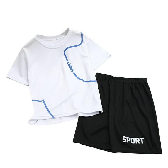 YABCSAZ Baby Boys Sport Sets Summer Casual Loose Sets Short Sleeve Tops and Bermuda Shourts 2 Piece Sets Boys Tracksuit for Basketball Soccer Dry Quickly Playwear SetSize 6 Years