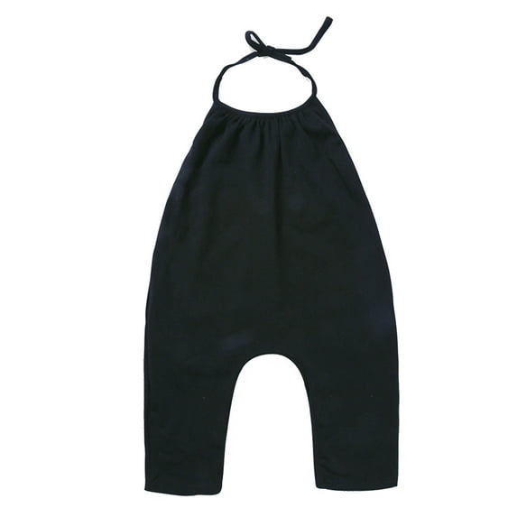 YABCSAZ Baby Girl Outfits Sling Sleeveless Backless Romper Solid Color Summer Jumpsuit Casual Cotton Cute Bodysuit with Pocket Size 6-12 Months Summer Saving Clearance!