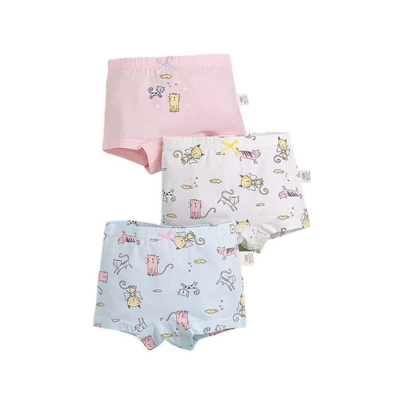 YABCSAZ Baby Girl's Cotton Boxer Briefs Soft Comfy Toddler Underwear Cute Cartoon Graphic Panties Kids Pure Trainer Underwear,3-Pack Size 7 Years