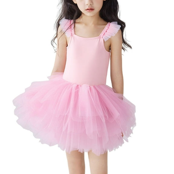 YABCSAZ Baby Girl's Dress Dance Ballet Dresses Ruffle Sleeveless Tank Dress Tulle Tutu Dress Baby Girls Dress Ballerina Outfits Toddler Kids Lace Dance Leotards (Little/Big Kid) Size 4-5T