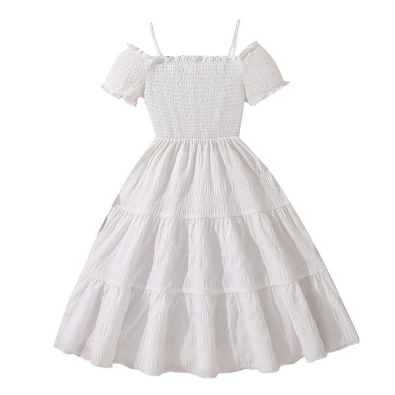 YABCSAZ Baby Girl's Dresses Sleeveless Strap Tank Sundress Summer Casual Girl Maxi Dress Kids Outfits Rose Neck Princess Dresses Girl Party Birthday Big Girls Everyday Dress Size 9T