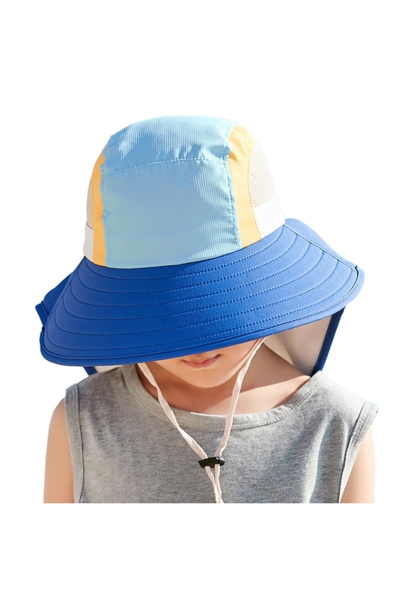 Baby Girls Boys Sun Hat Wide Brim Bucket Hats UPF 50+ Protection Boonie Hat Foldable Kids Visor Cute Adjustable Toddler Summer Hats for Hiking Beach Fishing Safari Size Free Size