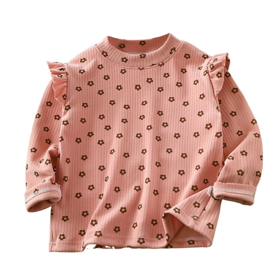YABCSAZ Baby Girls Sets Long Sleeve Round Neck T Shirts and Pants Casual Loose Fit Printing Baby Outfits Fall Trendy Clothes Size 5 Years