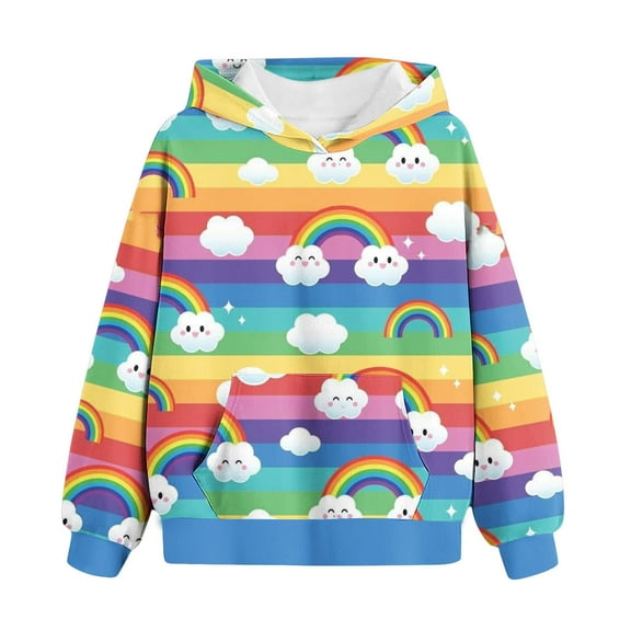 YABCSAZ Baby Girls Toddler Sweatshirts Casual Long Sleeve V Neck Tops Oversize Loose Fit Hoodie Cute Print Kids Hood with Pockets Fall Warm Outfits Size 4 Years