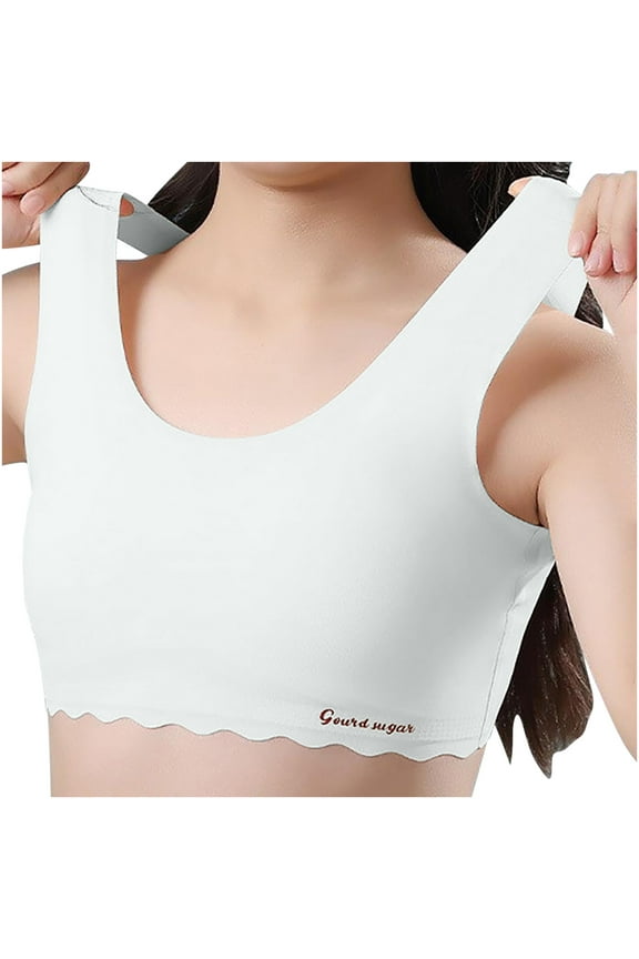 Big Girls Bras Training Bra Spaghetti Strap Sports Bra Casual Solid Color Student Bralette Soft Comfort Fit Seamless Underwear Bras Youth Bra age 12-15 Size M