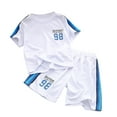 thumbnail image 1 of YABCSAZ Boys Sport Sets Summer Casual Loose Sets Short Sleeve Tops and Bermuda Shourts 2 Piece Sets Color Block Baby Boys Tracksuit for Basketball Soccer, Kids OutfitsSize 8 Years, 1 of 3
