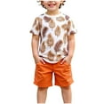 thumbnail image 1 of YABCSAZ Boys Summer Outfit Sets Short Sleeve T-Shirts Tops and Wide Leg Bermuda Shorts Kids Sets Cute Graphic Summer Clothes Loose Casual Baby 2Piece Playwear Sets for Beach Vocation Size 7 Years, 1 of 6