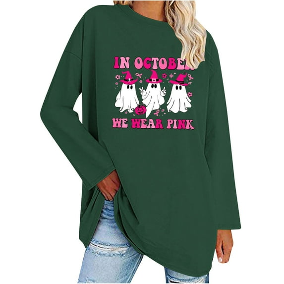 YABCSAZ Breast Cancer Scrub Tops for Women/Long Sleeve Shirts/Crewneck Shirt/Sweatshirt/Tunic Tops with Blessed Breast Cancer Pink Ribbon/Breast Cancer Awareness Breast Cancer Survivor Gifts