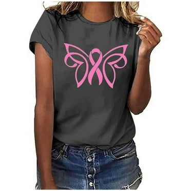 YABCSAZ Breast Cancer Shirts Tops for Women/Short Sleeve Shirts/Crewneck Shirt/Sweatshirt/Hoodie with Blessed Breast Cancer Pink Ribbon/Breast Cancer Awareness Breast Cancer Survivor Gifts for Women