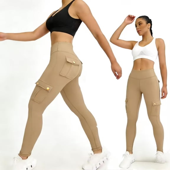 YABCSAZ Butt Lifting Leggings with Flap Pockets Workout Cargo Leggings for Women Solid Color Pants High Waist Tummy Control Running Yoga Pants