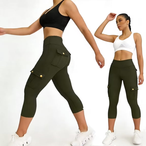 YABCSAZ Butt Lifting Leggings with Flap Pockets Workout Cargo Leggings for Women Solid Color Pants High Waist Tummy Control Running Yoga Pants