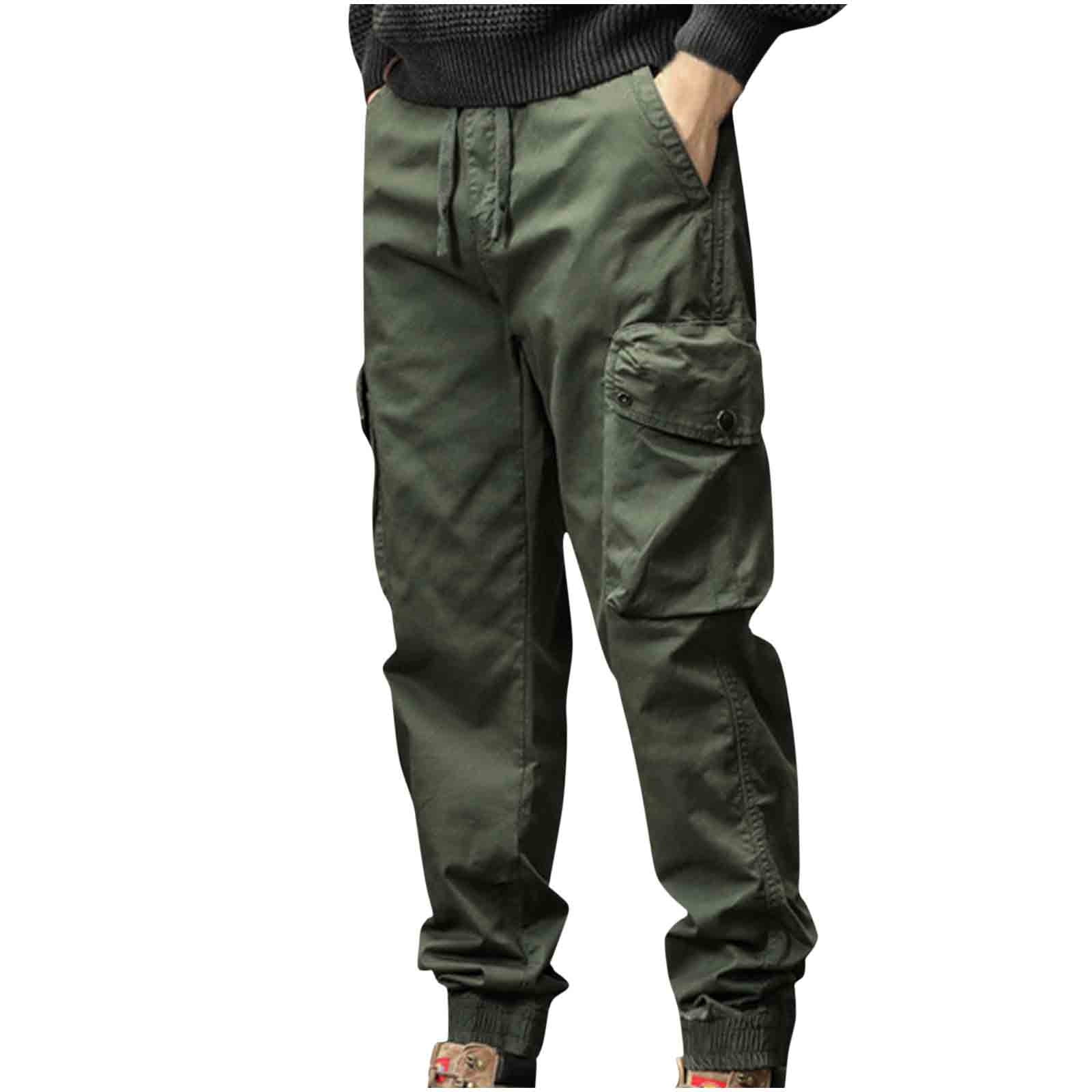 Men's Tactical Cargo Work Pants – Ripstop Water-Resistant, 9 Pockets, Elastic Waist (No Belt)