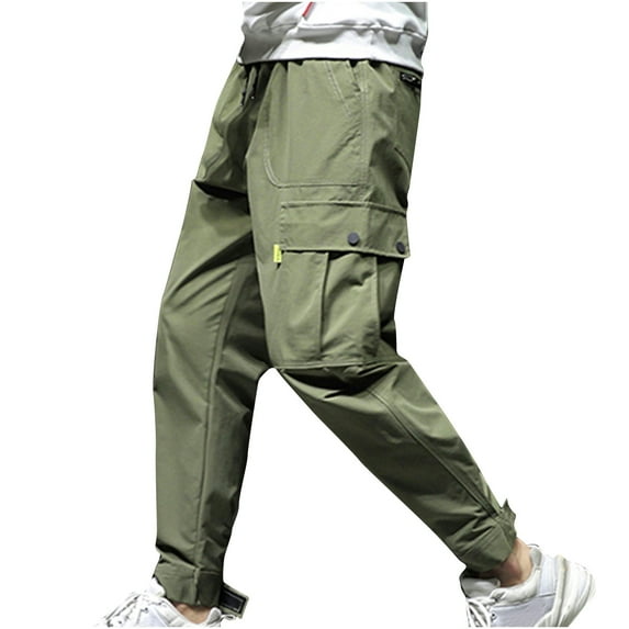 YABCSAZ Cargo Pants for Men Straight Baggy Stretch Elastic Waist Drawstring Pants Relaxed Fit Trousers Pant Trendy Relaxed Fit Stretch Long Pants for Workout, Jogging, Running
