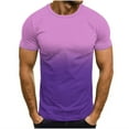 thumbnail image 1 of YABCSAZ Casual Men's T Shirt Gradient Color Round Neck Shirt Tops Soft Muscle Slim Fitted Lightweight breathable Tee Outdoor Daily Gym Workout Athletic Tee Shirts Short Sleeve, 1 of 4