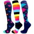 thumbnail image 1 of YABCSAZ Compression Socks for Women Thigh High Socks Sport Cuts Crew Socks Graphic Colorful Comfort and Fatigue Relief, Best Support for Medical,Nursing,Running,Cycling,Athletic Socks Pack of 3, 1 of 2