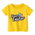 thumbnail image 1 of YABCSAZ Easter Tops for Toddler Baby Bunny Letter Printed T Shirt Short Sleeve Crewneck Loose Fit Tunic Tops Summer Casual Blouses Unisex kids Shirts Girls Boys Outfits Size 13 T, 1 of 3