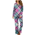 thumbnail image 1 of YABCSAZ Fall Outfits for Women Short Sleeved V Neck Button Down Tee Shirt Tops and Pants Wide Leg Printed Loose Fit Casual 2 Piece Pajama Sets, 1 of 3