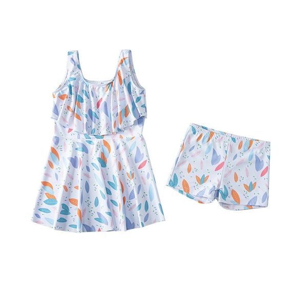 YABCSAZ Girl One Piece Swimsuit Sleeveless Swimdress   Shorts Two Piece Bathing Suits for Teens Babys Beachwear Swimwear Toddler Baby Tankini Swim Suit Size 4 Years